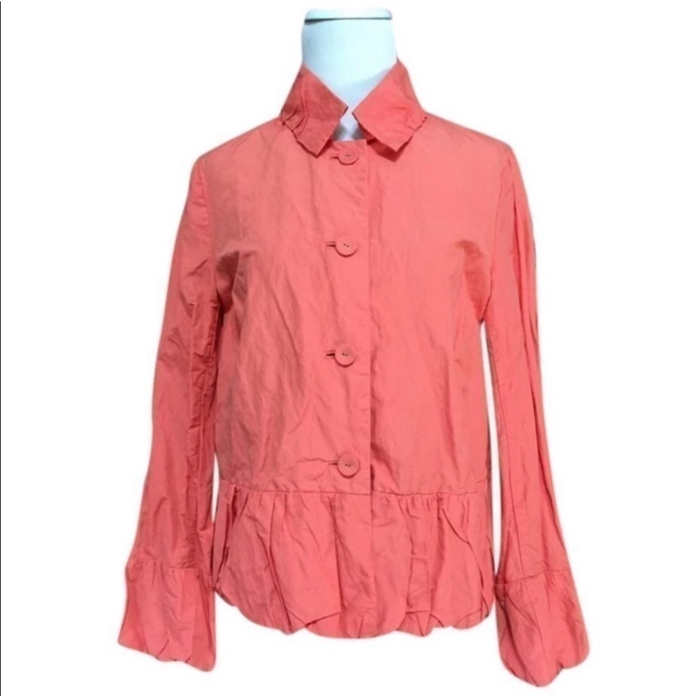 CHICO'S Ravishing Ruffles Ramy coral jacket size small Chico’s 0